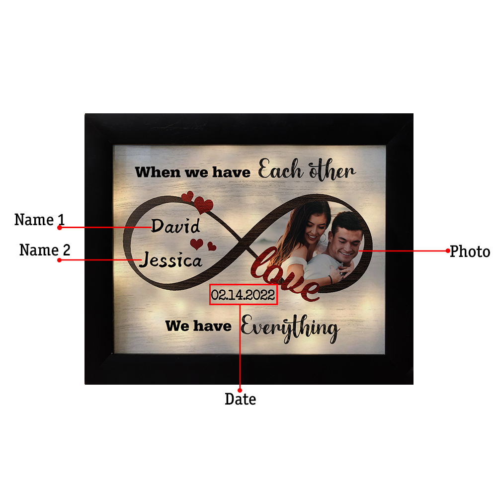 Personalised Photo Frame Custom 2 Names & Date Frame With Night Light Anniversary Gift For Her/Him - When We Have Each Other, We Have Everything-Jessemade AU