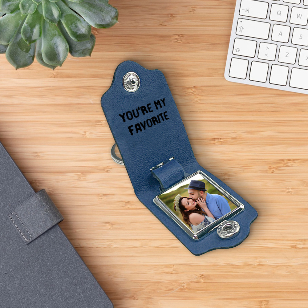 Personalised Photo Keychain Customised Name & Text & Letter Leather Keyring Gifts for Couples/Friends-Jessemade AU