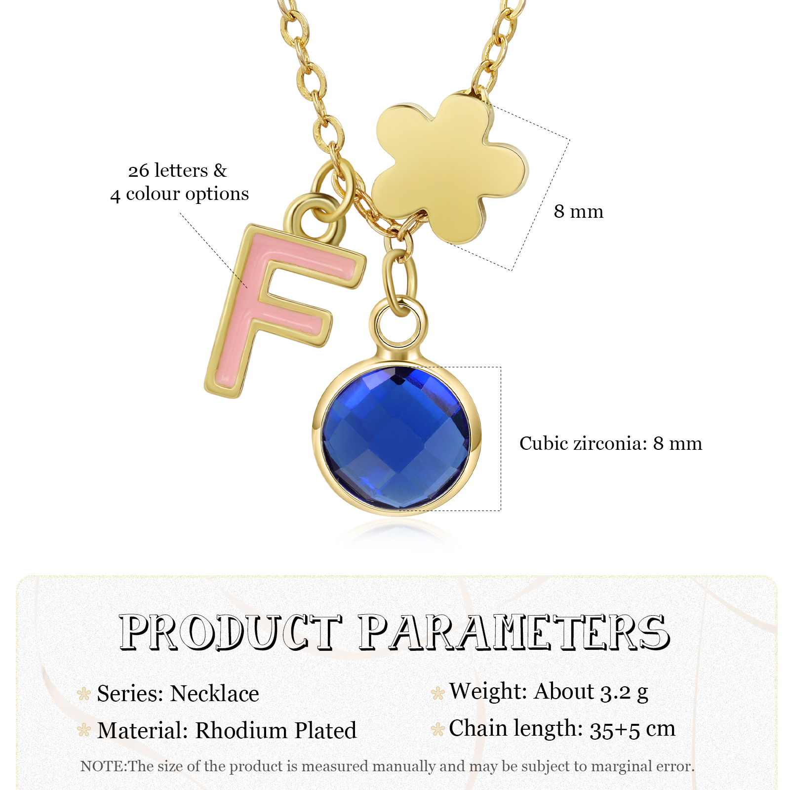 Back To School Flower Necklace Custom Birthstone and Initial Kid's Necklace-Jessemade AU