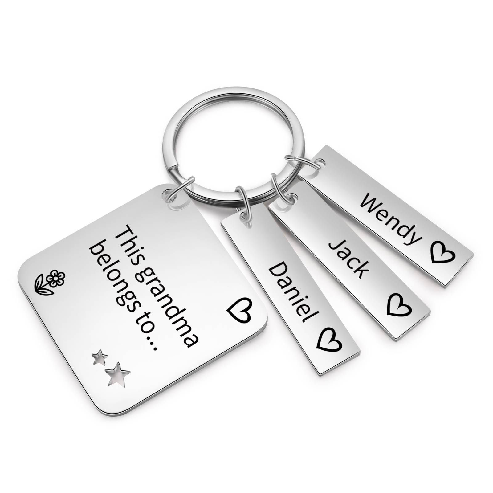 Personalised 3 Names & 1 Text Keychain Custom Family Keychain Gifts for Father/Mother/Grandma/Grandpa-Jessemade AU