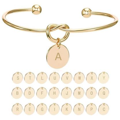 26 Letter Round Pendant Personalised Bracelet-Jessemade AU