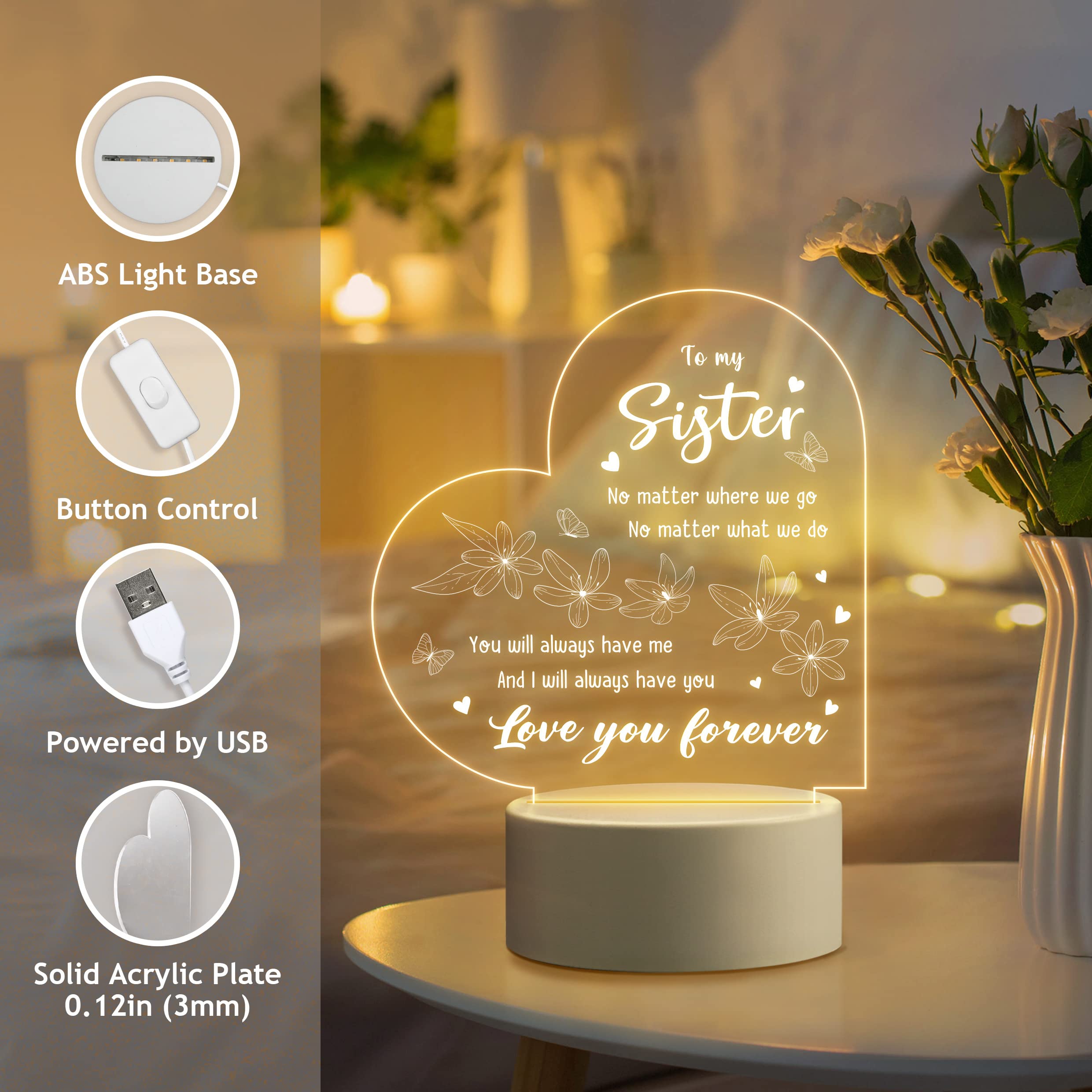 To My Sister - Love You Forever Night Light LED Lamp Bedroom Decoration For Sister-Jessemade AU