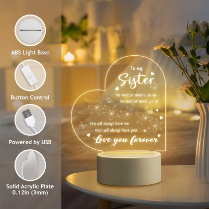 To My Sister - Love You Forever Night Light LED Lamp Bedroom Decoration For Sister-Jessemade AU