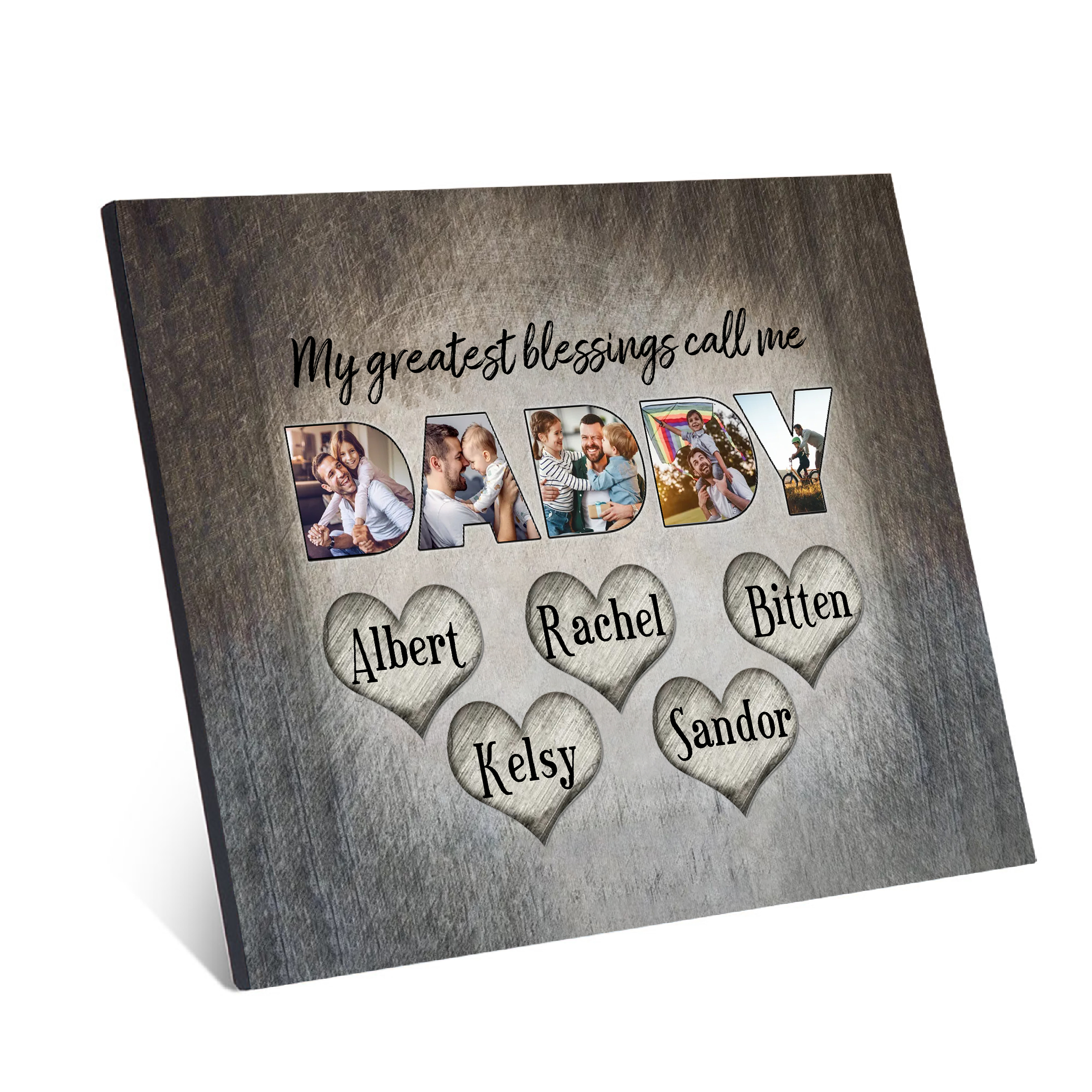 My Greatest Blessing Call Me Daddy Personalised Photo Frame Wood Signs Engrave 5 Names-Jessemade AU