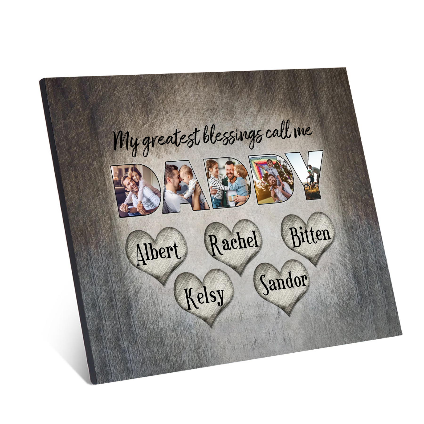 My Greatest Blessing Call Me Daddy Personalised Photo Frame Wood Signs Engrave 5 Names-Jessemade AU