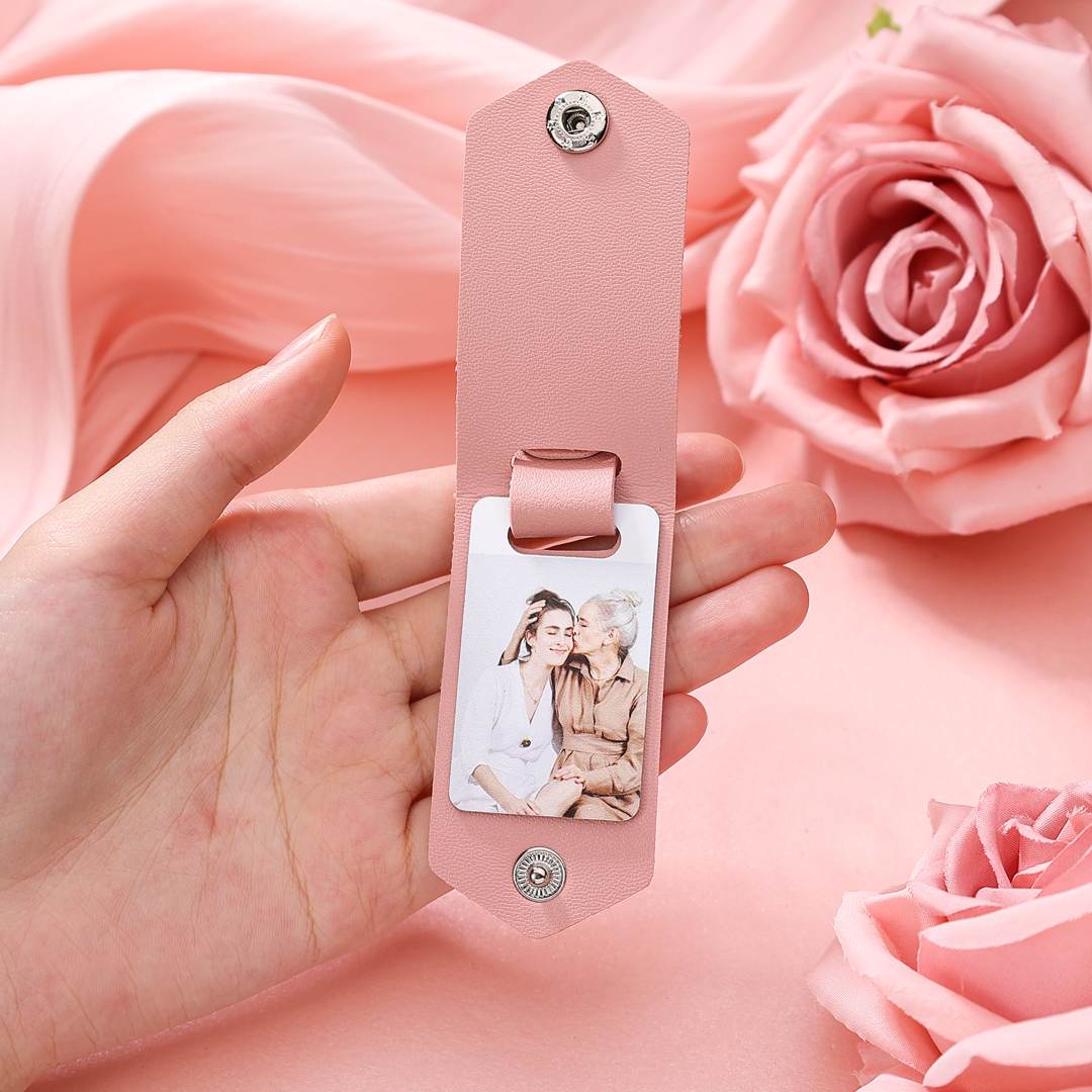 Personalised Photo Keychain Custom Text Leather Keyring Couple Keychain Gifts for Him/her-Jessemade AU