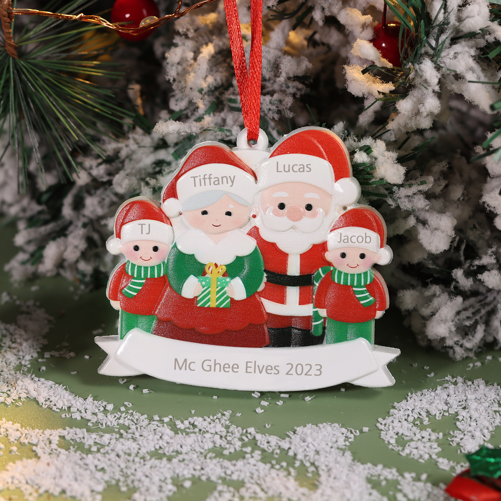4 Names - Personalised Resin Santa Claus Hanging Ornaments Customised Name & Text Christmas Ornament Gift for Family Friends-Jessemade AU
