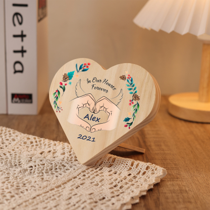 In Our Hearts Forever Memorial Wooden Heart Keepsake Desktop Ornament-Jessemade AU