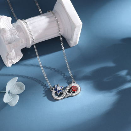 Personalised July Birthflower Necklace With Birthstone Gift For Women-Jessemade AU