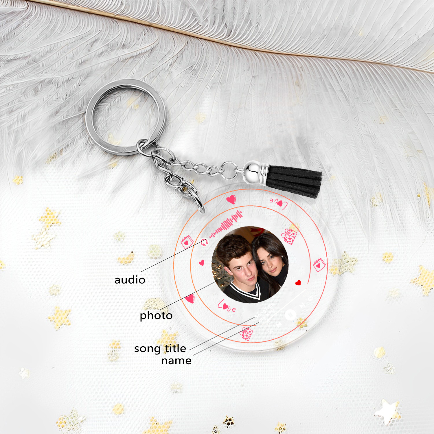 Personalised Spotify Code Keyring Custom Photo Acrylic Scannable Music Keychain Valentine's Day Gift for Couples-Jessemade AU