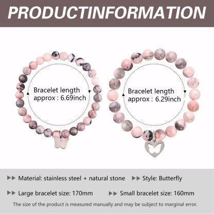2 Pcs Bracelet Set Butterfly Pendant Adjustable Bracelets with Message Card Gifts for Her - Mother and Daughter Never Truly Apart-Jessemade AU
