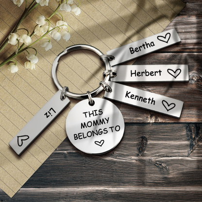 4 Names - Personalised Name Keychain Stainless Steel Keychain Special Gift for Mommy/Mummy-Jessemade AU