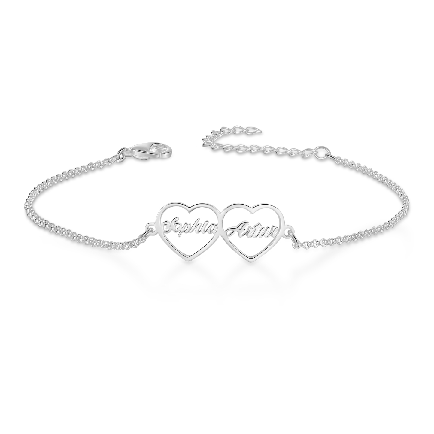 2 Names - Personalised Heart Bracelet Custom Name Bracelets Birthday Valentine's Day Gift For Her-Jessemade AU
