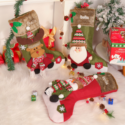 Personalised Christmas Stockings Ornaments Custom 1 Name Christmas Socks Gifts for Family Friends-Jessemade AU