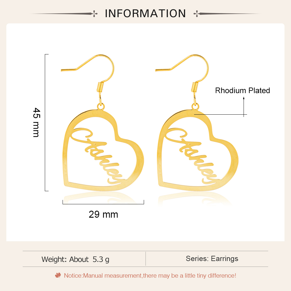 Heart Personalised Name Earrings Custom Hoop Earrings Gift for Her-Jessemade AU
