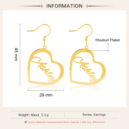 Heart Personalised Name Earrings Custom Hoop Earrings Gift for Her-Jessemade AU