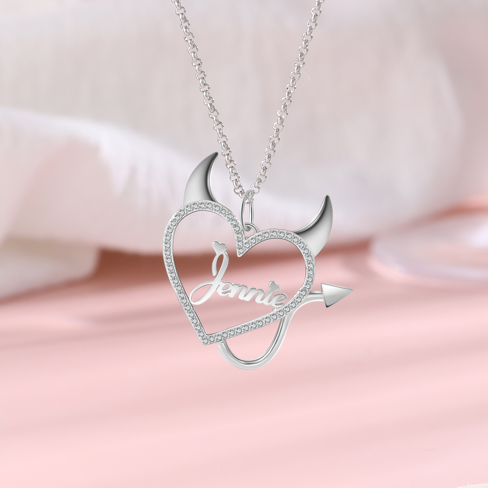 Personalised Heart Necklace Custom 1 Name Necklace Gift For Women-Jessemade AU