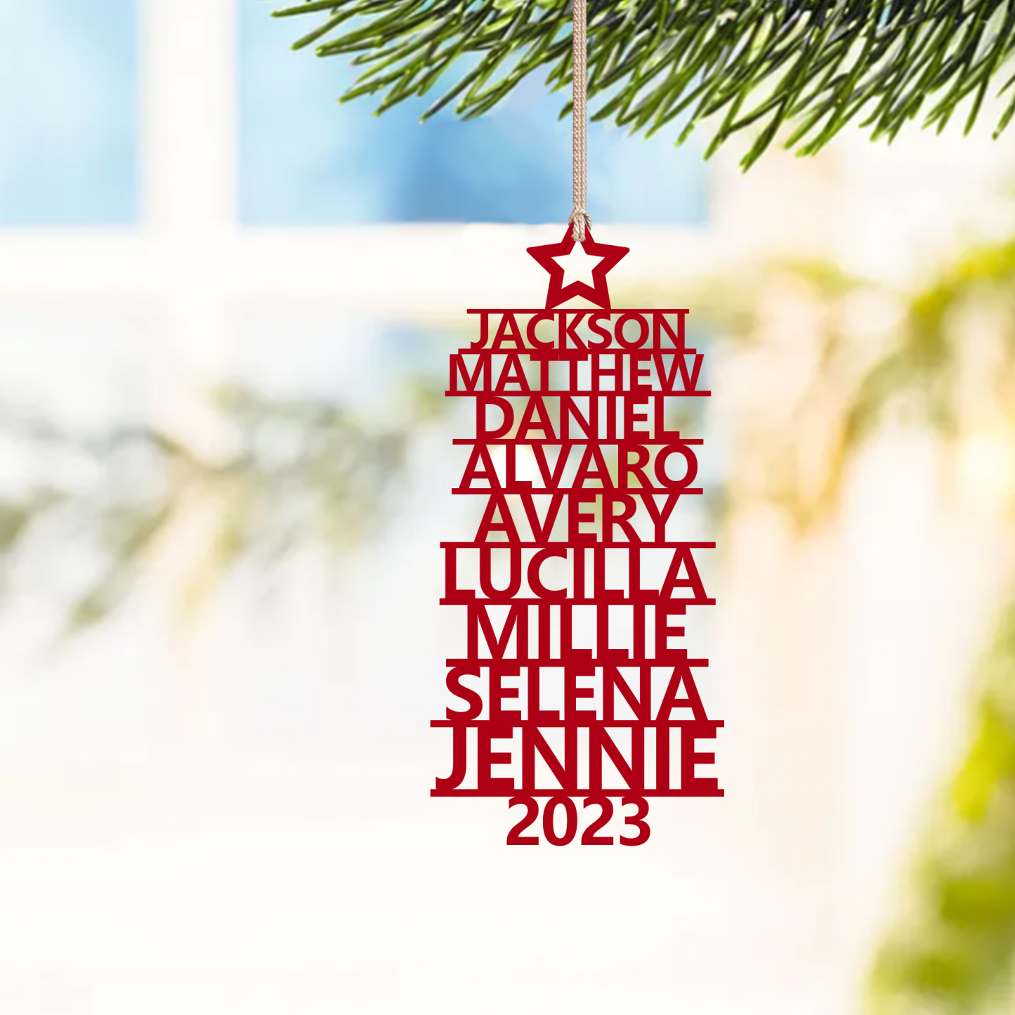 9 Names - Personalised Christmas Tree Ornaments Customised Name Xmas Wooden Decor Gifts for Family Friends-Jessemade AU