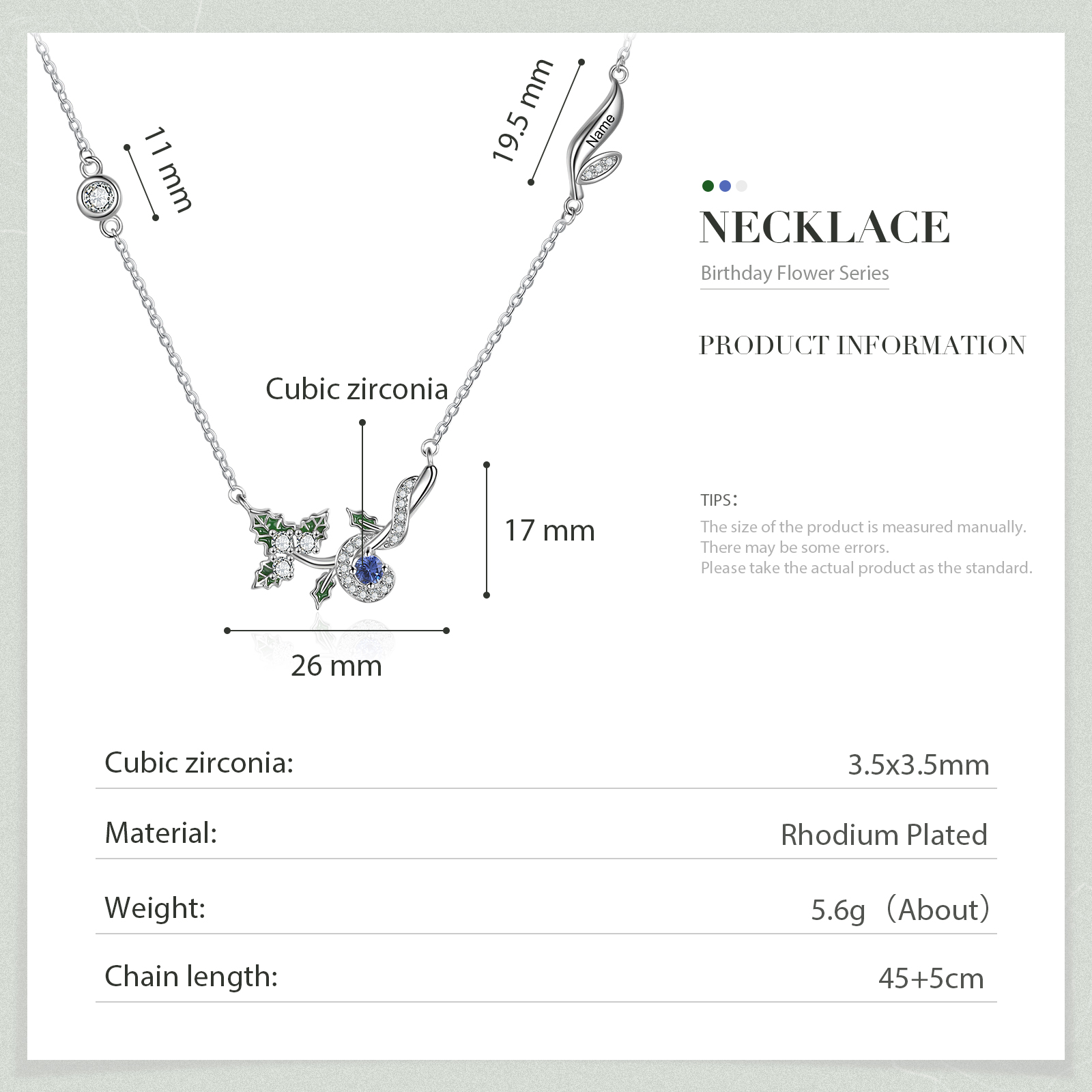 Personalised December Birthflower Necklace With Birthstone Gifts For Her-Jessemade AU