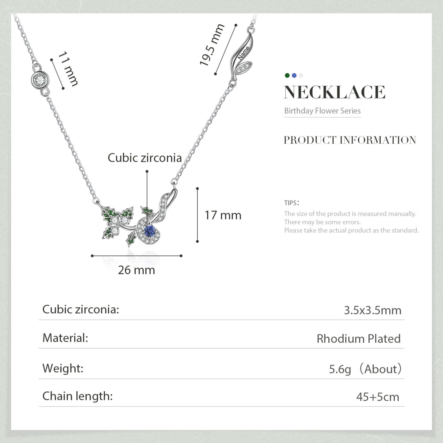 Personalised December Birthflower Necklace With Birthstone Gifts For Her-Jessemade AU