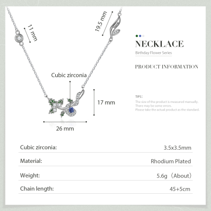 Personalised December Birthflower Necklace With Birthstone Gifts For Her-Jessemade AU