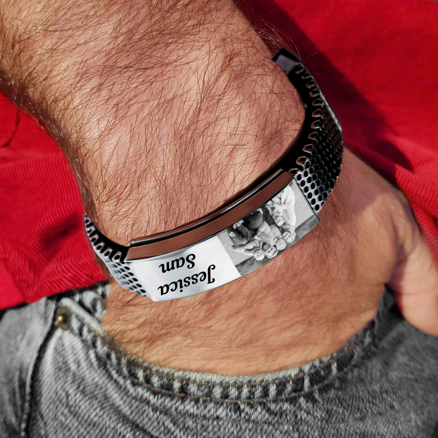 Personalised Photo Bracelet Custom Magnet Men's Bracelet Bangle Gifts For Him-Jessemade AU