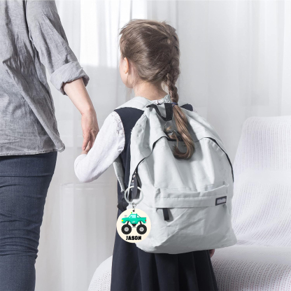 Customised 1 Name Keychain Green Truck Keychain Unique Back-to-School Gift for Kids-Jessemade AU