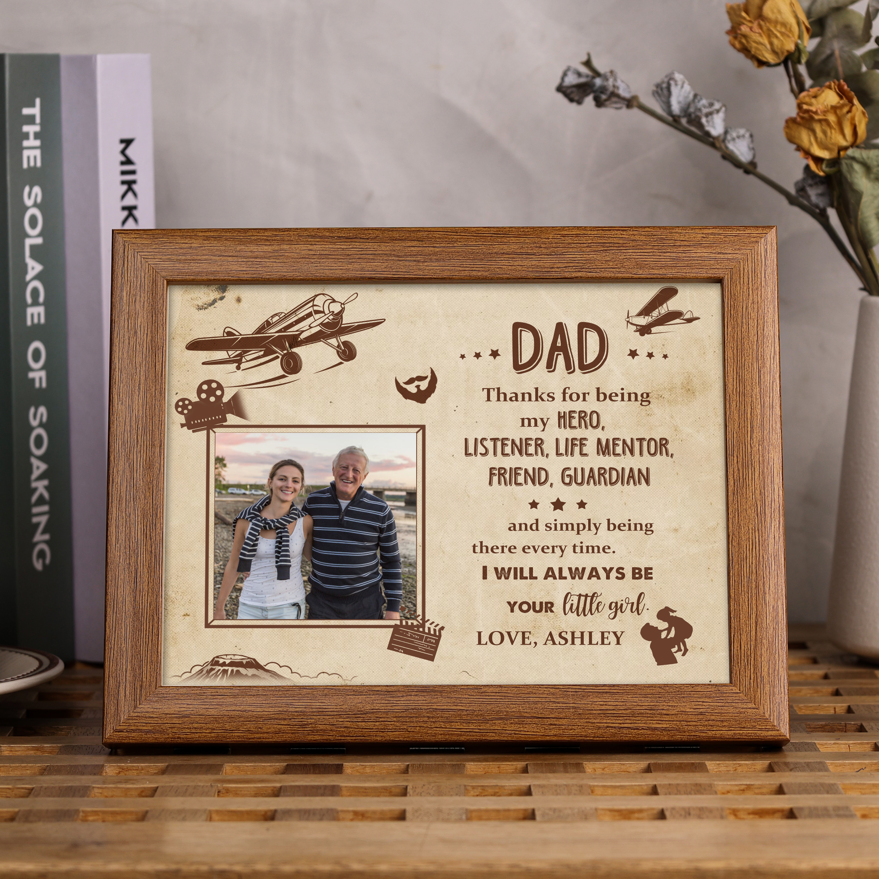 Personalised Father Photo Frames With Light Custom Photos Home Decor Gifts-Thanks for being my HERO-Jessemade AU