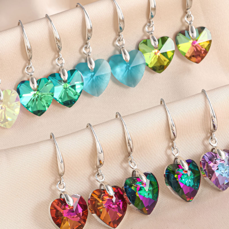 Women's Drop Earrings Heart-Shaped Crystal Earrings Birthday Mother's Day Gifts for Women Girls-Jessemade AU