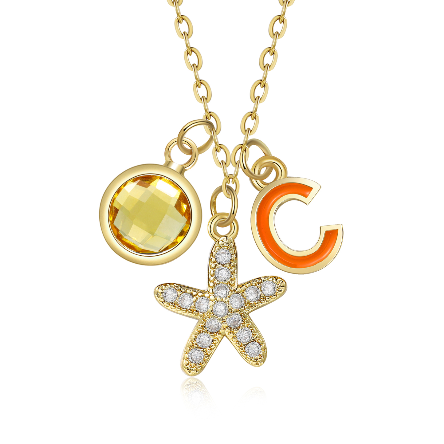 Personalised Star Necklace Custom Birthstone and Letter Kid's Necklace-Jessemade AU