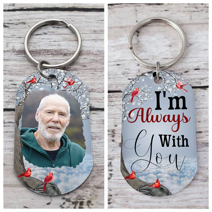 Cardinal Memorial Keychain Custom Photo Keyring Commemorate Deceased Loved Ones -  I'm Always With You-Jessemade AU