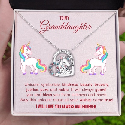 To My Granddaughter Heart Unicorn Necklace "I Love You Forever"-Jessemade AU