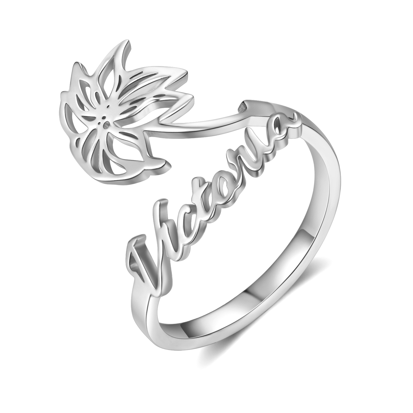Personalised December Birth Flower Ring With Name Gifts For Her-Jessemade AU