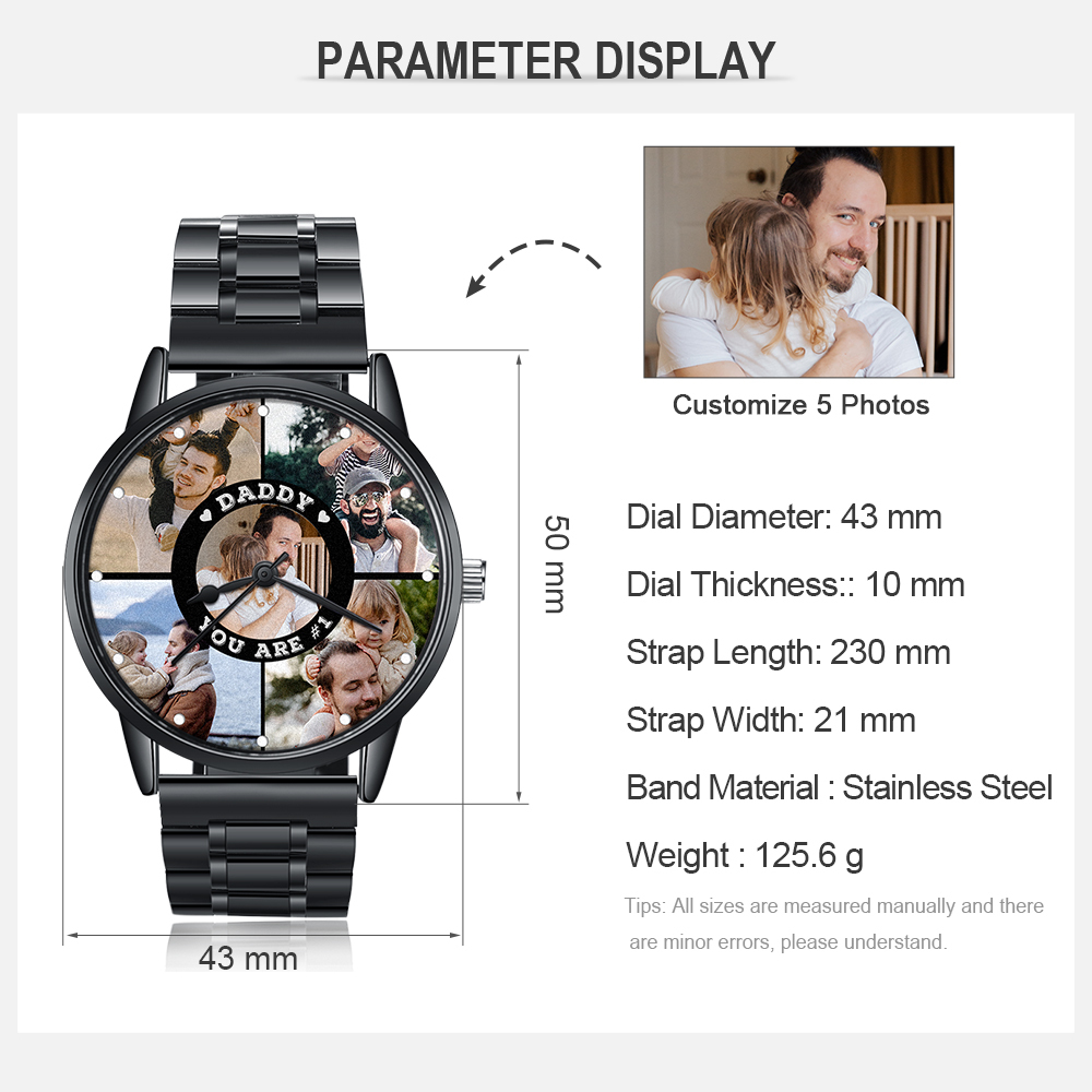 Personalised Photo Watch Custom 5 Photos Mechanical Watch Gifts for Him-Jessemade AU