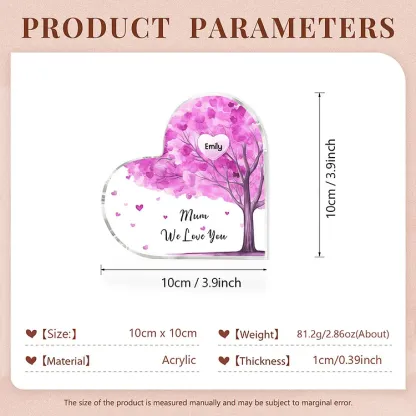 1 Name - Personalised Acrylic Heart Keepsake Custom Text Purple Tree Ornaments Gifts for Grandma/Mother-Jessemade AU