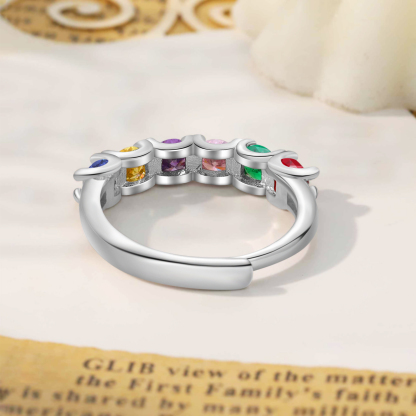 Personalised Women's Ring Customised 6 Birthstones Open Ring Birthday Gift for Women Girls-Jessemade AU