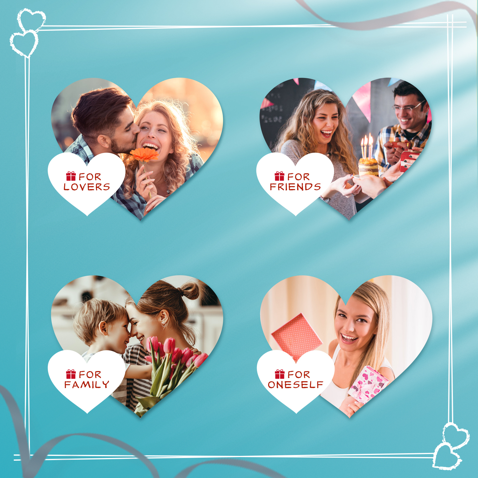 Personalised Drop Heart wings Necklace with 4 Birthstones Engraved Names Best Gift For Women-Jessemade AU