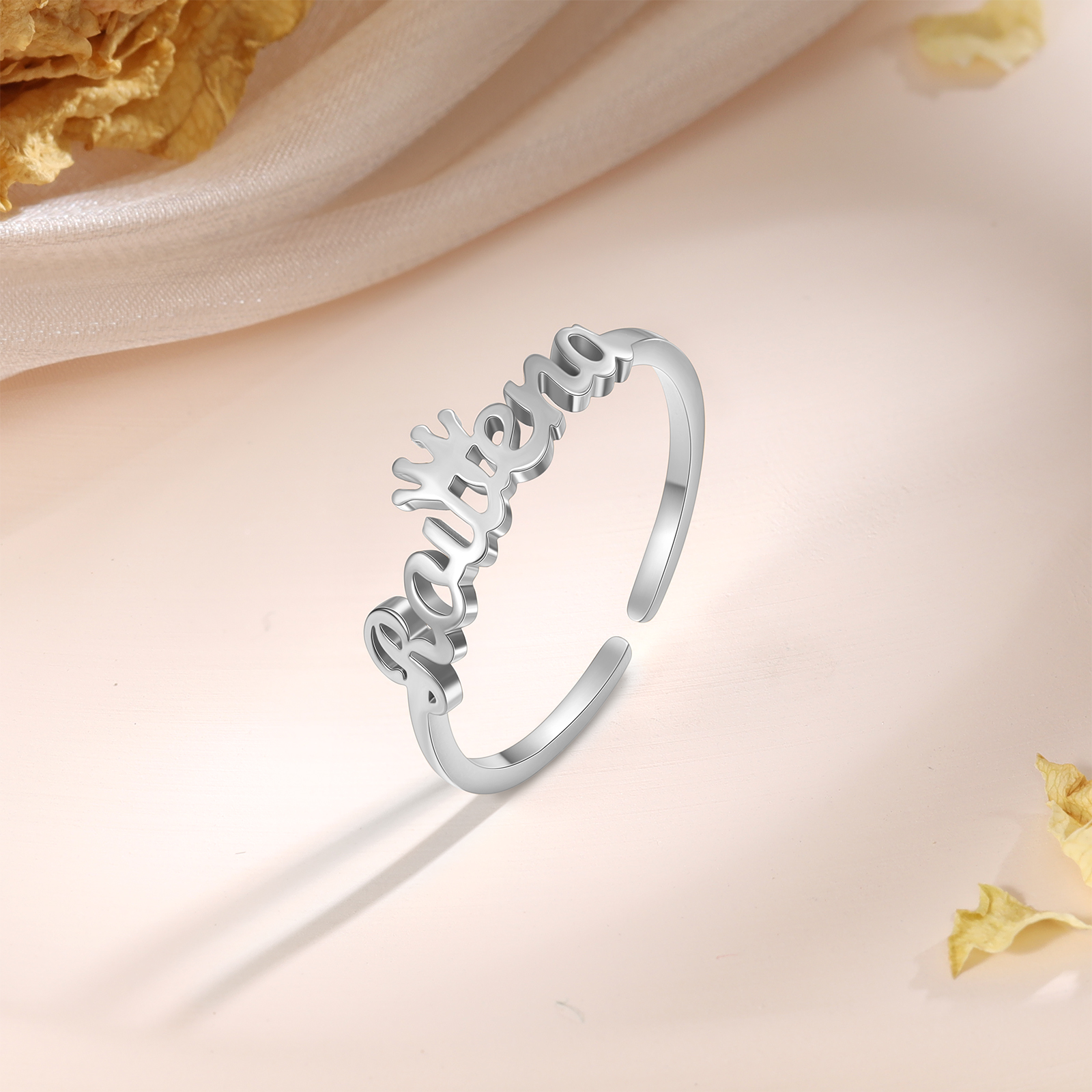 Crown Name Ring Personlized One Name Adjustable Rings-Jessemade AU