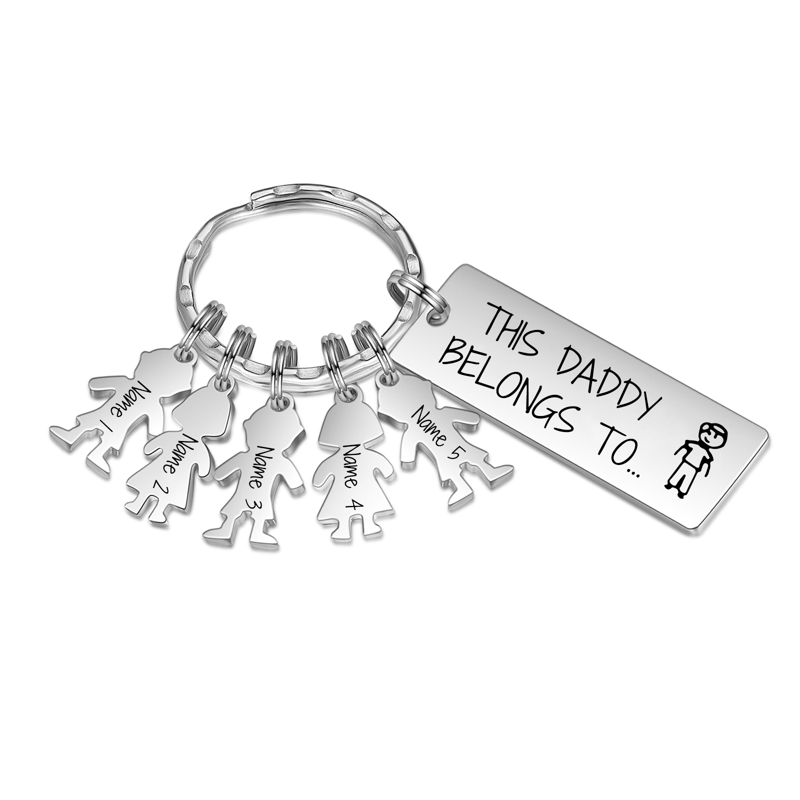 Personalised Keychain with 5 Kid Charms Father's Day Gift "This Daddy Belongs To" Custom Family Keyring-Jessemade AU