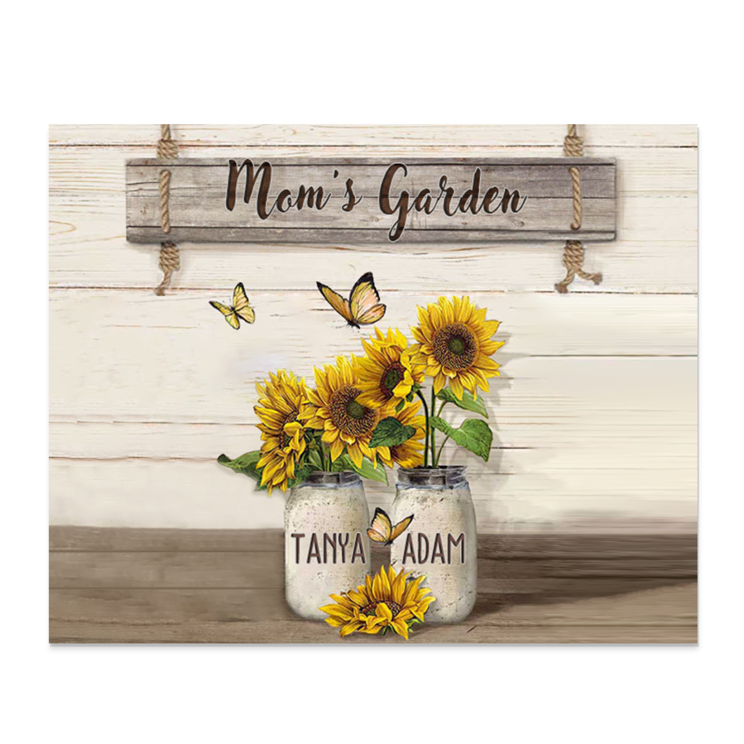 2 Names - Personalised Wooden Plaque Sunflowers Customised with Text Home Decoration Gift for Mother/Grandma-Jessemade AU