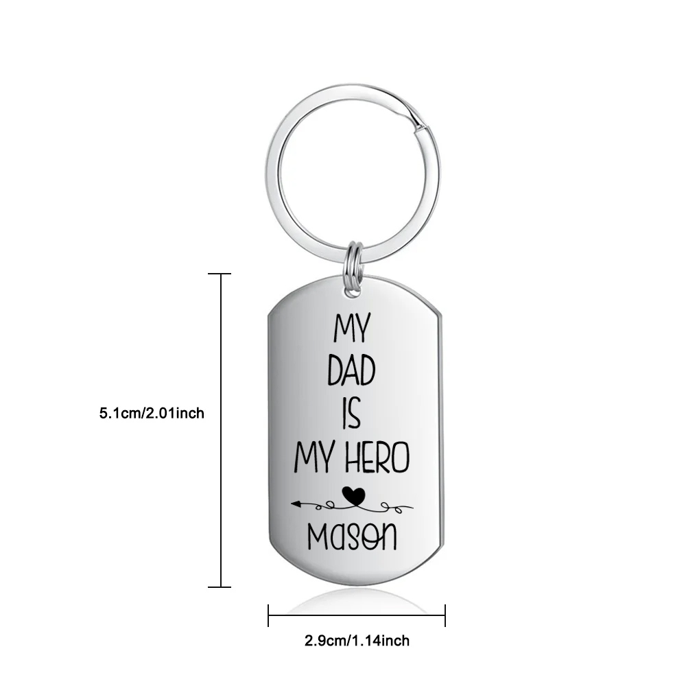 Customised Photo Keychain Engrave Name Father Keychain - My Dad is My Hero-Jessemade AU