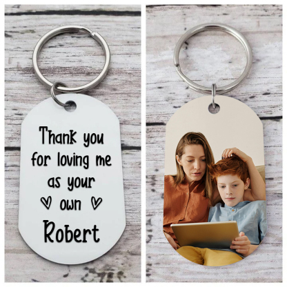 Personalised Photo & Name Keychain Gifts for Mother/Father - Thank You For Loving Me As Your Own-Jessemade AU