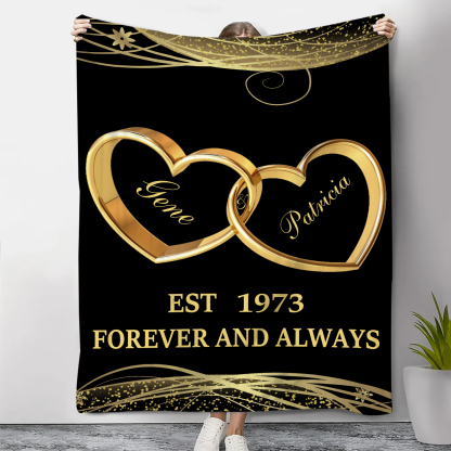 Personalised Couple Blanket Customised 2 Names & Date Blanket Heart Valentine's Day Anniversary Gift for Couples-Jessemade AU
