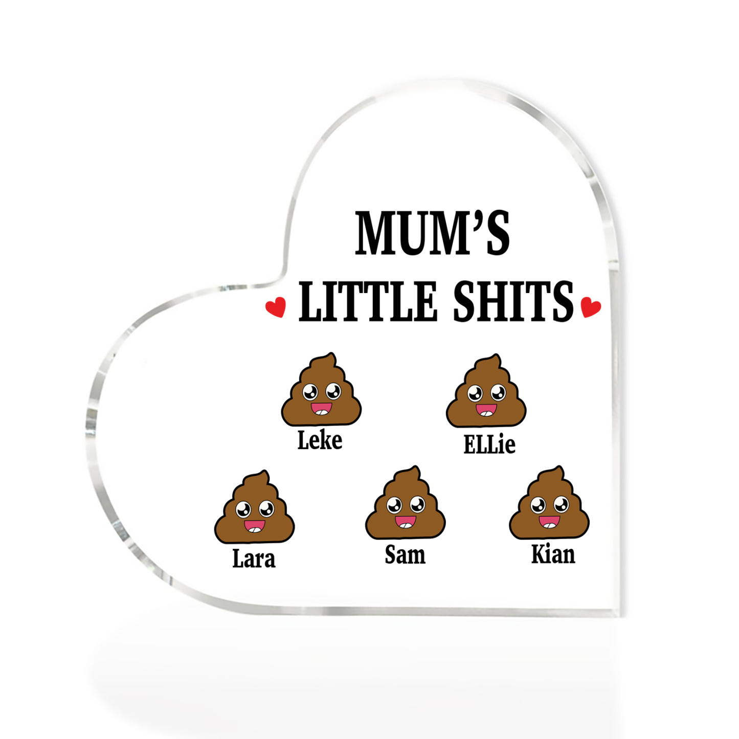 5 Names - Personalised Acrylic Heart Keepsake Custom Name Ornaments Mother's Day Funny Gifts for Mum-Jessemade AU