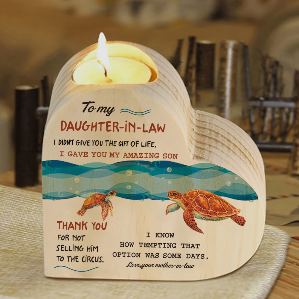 To My Daughter-in-law Wooden Heart Candle Holder "I didn't give you the gift of life" Gifts For Daughter-Jessemade AU