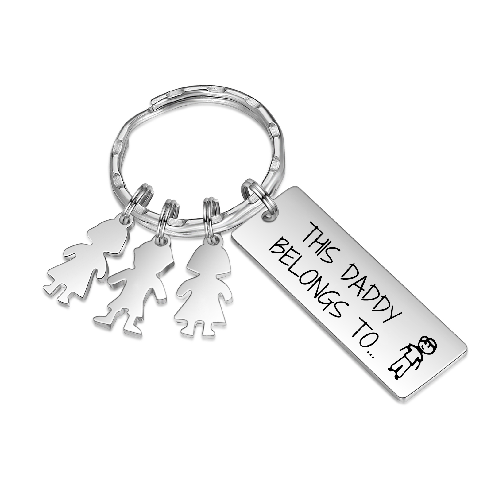 Personalised Keychain with 3 Kid Charms Father's Day Gift "This Daddy Belongs To" Custom Family Keyring-Jessemade AU