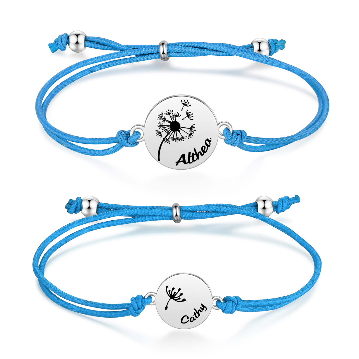 2 Pcs Dandelion Bracelet Set Custom 2 Names Adjustable Bracelets Back to School Gifts for Daughter-Jessemade AU