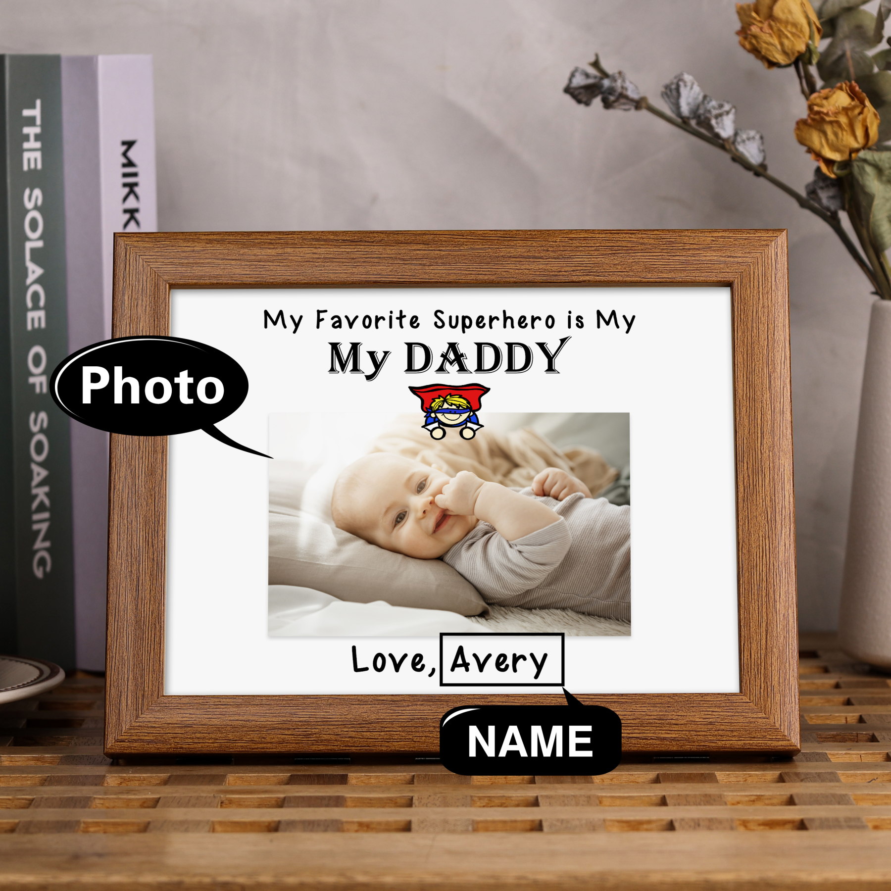 Personalised Father Photo Frames With Light Custom Photos Home Decor Gifts-Jessemade AU