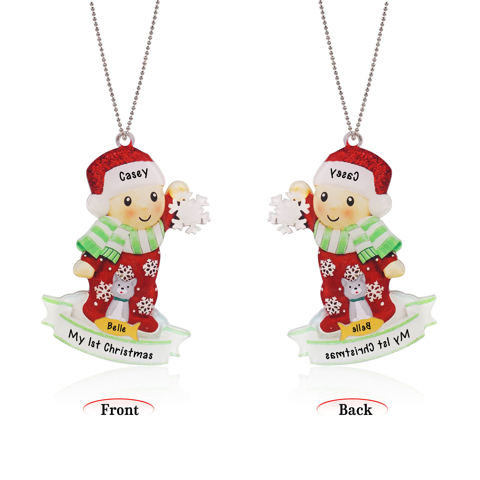 My First Christmas Personalised Acrylic Christmas Ornament Customised Name & Text Hanging Ornaments Pets Christmas Gift for Boys Girls Babies-Jessemade AU