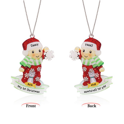 My First Christmas Personalised Acrylic Christmas Ornament Customised Name & Text Hanging Ornaments Pets Christmas Gift for Boys Girls Babies-Jessemade AU